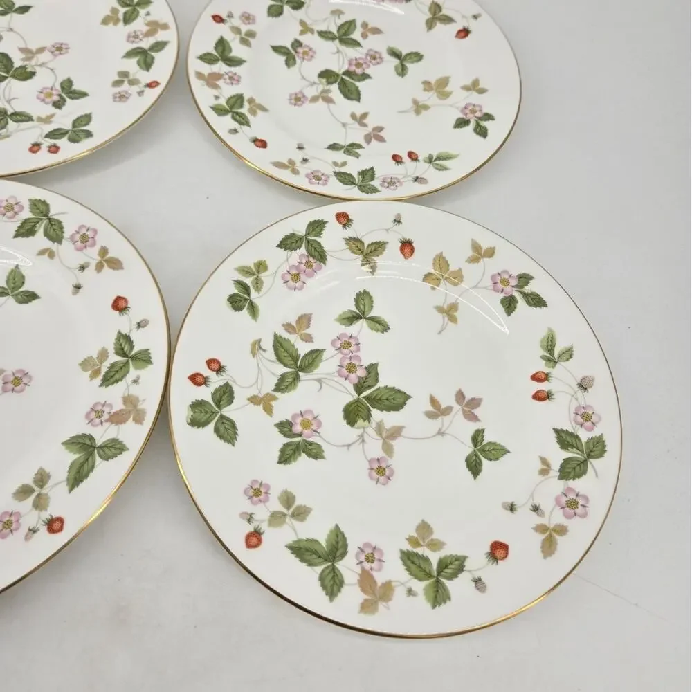 4 Wedgewood Wild Strawberry Bone China Salad Plates R4406 8